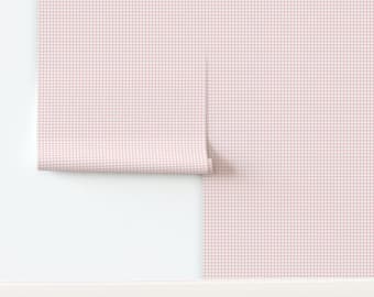 Roze geruit behang (niet zelfklevend) Roze ruitjespatroon Buffalo ruitjespatroon Baby meisje Pastel - Kleine roze ruitjes van feeling_artsy Behang van Spoonflower
