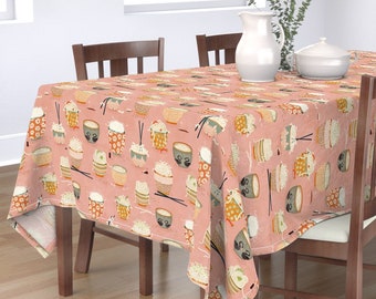 Oodles Of Noodles large by katherine/_quinn Noodle Bowl  Food Eat Bowls Noodles Cotton Sateen Tablecloth by Spoonflower Pink Tablecloth