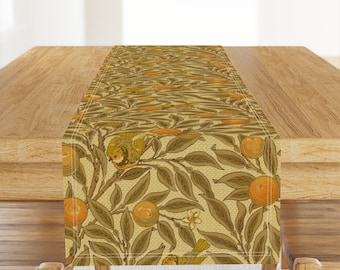 William Morris Table Runner - Orange Boughs by peacoquettedesigns - Orange Grove Arts And Crafts Cotton Sateen Table Runner by Spoonflower