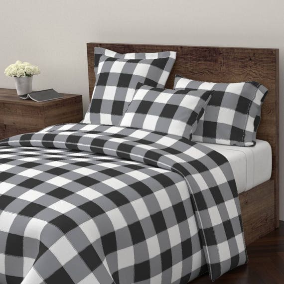 Duvet Cover Large Black Buffalo Check Gingham by Sugarfresh Etsy
