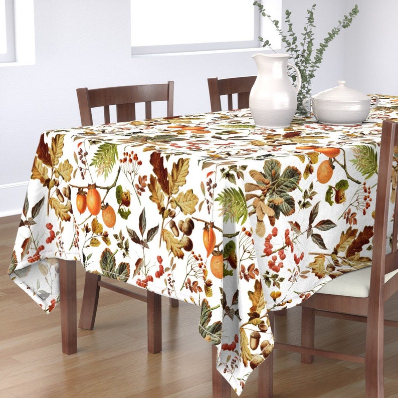 Fall Tablecloth Vintage Botanical Autumn by redbriarstudio Etsy
