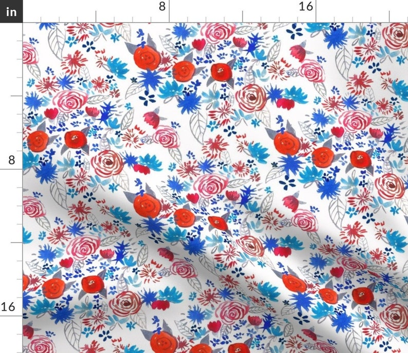 Red White And Blue Placemats Set of 2 Patriotic Floral Etsy