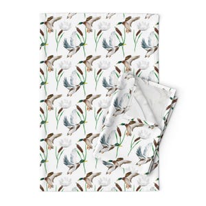 Mallards Tea Towels (Set of 2) - Cute Ducks by maria_marinova - Ducks Cattail Rustic Countryside Linen Cotton Tea Towels by Spoonflower