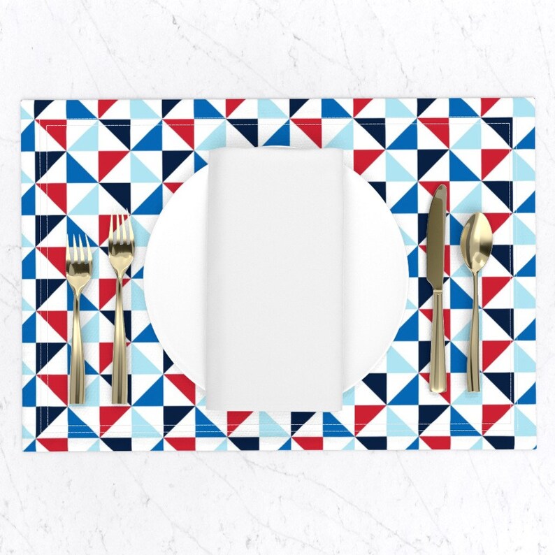 Red White and Blue Placemats set of 2 Pinwheels by Etsy