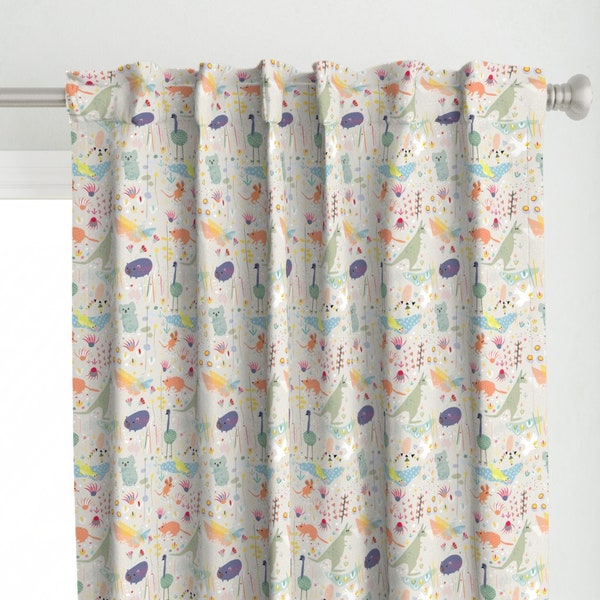 Gender Neutral Curtain Panel - Australian Animals by mountvicandme - Colorful Kids Unisex Playroom Baby  Custom Curtain Panel by Spoonflower