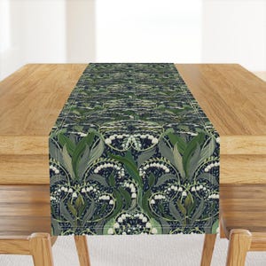 Vintage Flowers Table Runner - Lily Of The Valley by design_dannick - Floral Victorian Sage Green Cotton Sateen Table Runner by Spoonflower