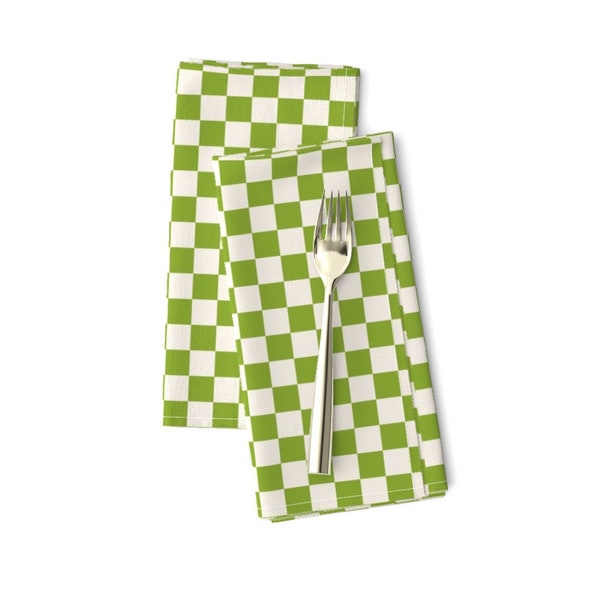 Green Checkerboard Dinner Napkins (Set of 2) - Green Summer Checks by jasmin_blooms_designs - Woodland Squares Cloth Napkins by Spoonflower