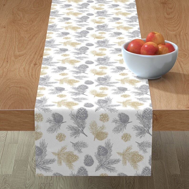 Silver Gold Pine Table Runner Silver And Gold Christmas by Etsy