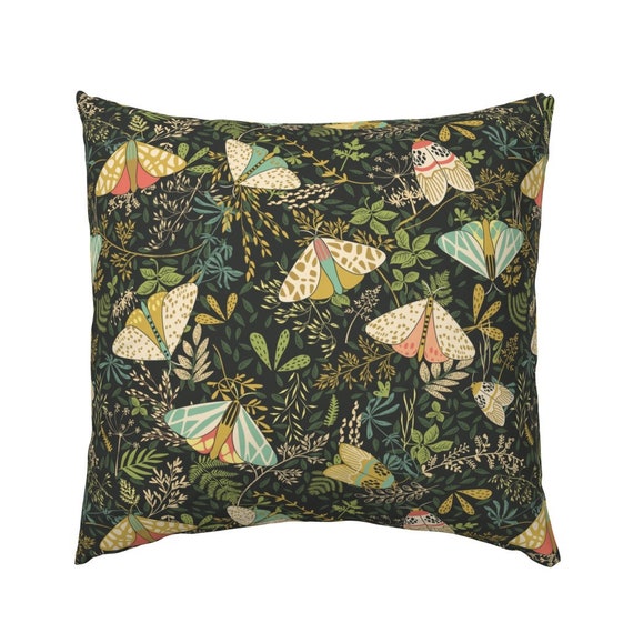 Moth And Butterfly Botanical Insects Natural Boho Blush Pillow Sham by Roostery 