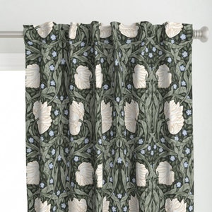 William Morris Curtain Panel - Pimpernel by whimsy&mojo - Floral Vintage Arts And Crafts Historical Custom Curtain Panel by Spoonflower