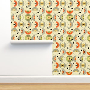 Retroplatten Sichtbare Tapete - Schallplatten von gabriela8 - Geometrische Tanzmusik Disco Tapete Doppelrolle von Spoonflower
