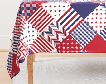 American Flag Tablecloth - Usa Patchwork by paper_and_frill - July 4th Independence Day Memorial Day Cotton Sateen Tablecloth by Spoonflower