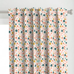 Rainbow Dots Curtain Panel - Polka Dots by tania_bisaz - Fun Spots Whimsical Retro Bubbles Pink Blue Custom Curtain Panel by Spoonflower
