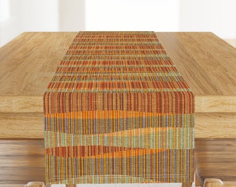 Mid Century Table Runner - Mid Mod Lines by theodesign - Horizons Desert Faux Texture Bohemian 50s Cotton Sateen Table Runner by Spoonflower