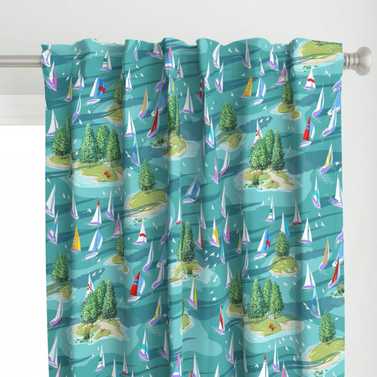 Nautical Curtain Panel Summer Sunrise Regatta by Southwind Etsy