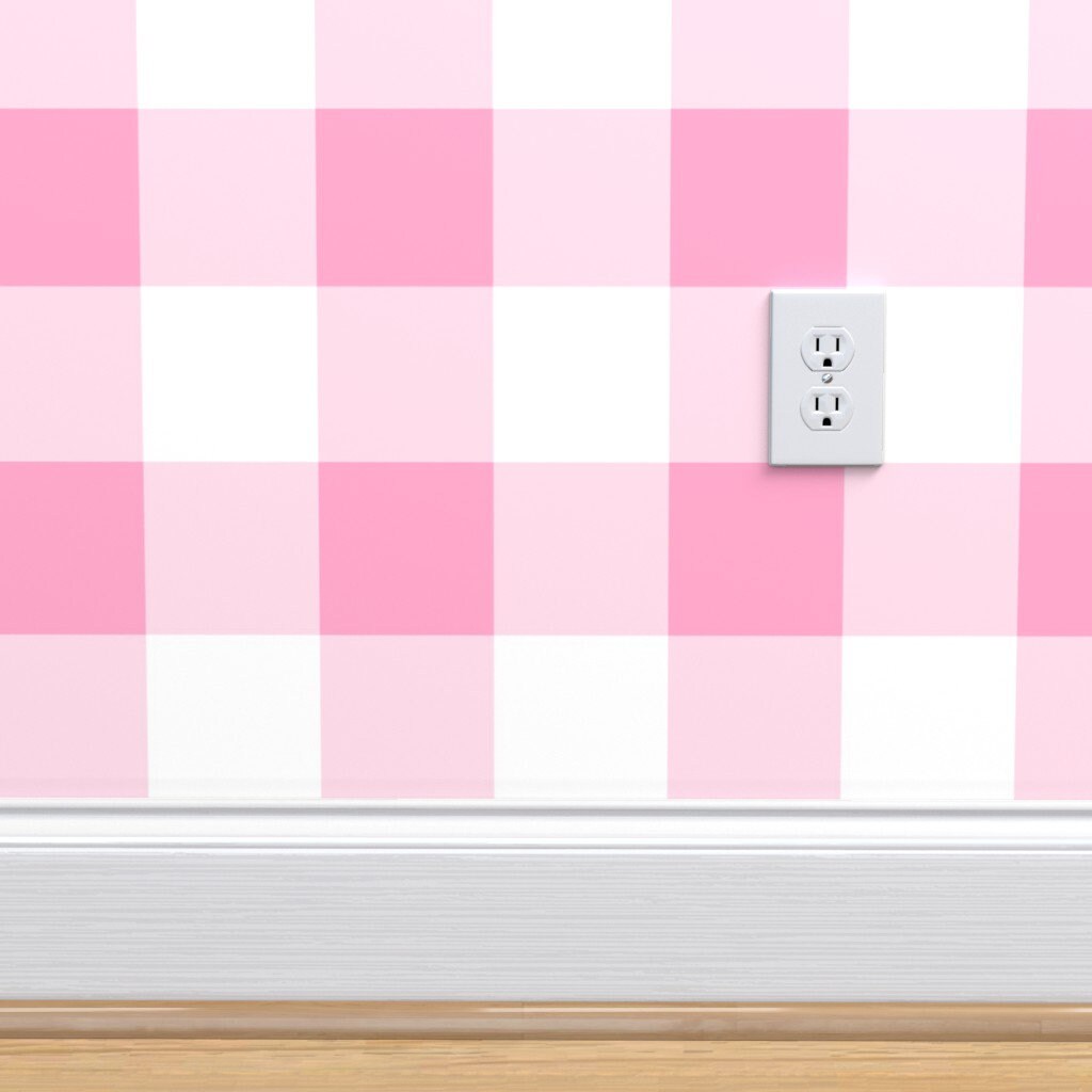 Buffalo Check Wallpaper Carnation Pink Check by | Etsy