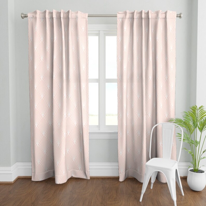 Blush Curtain Panel Art Deco Blush by kimsa Geometric Etsy