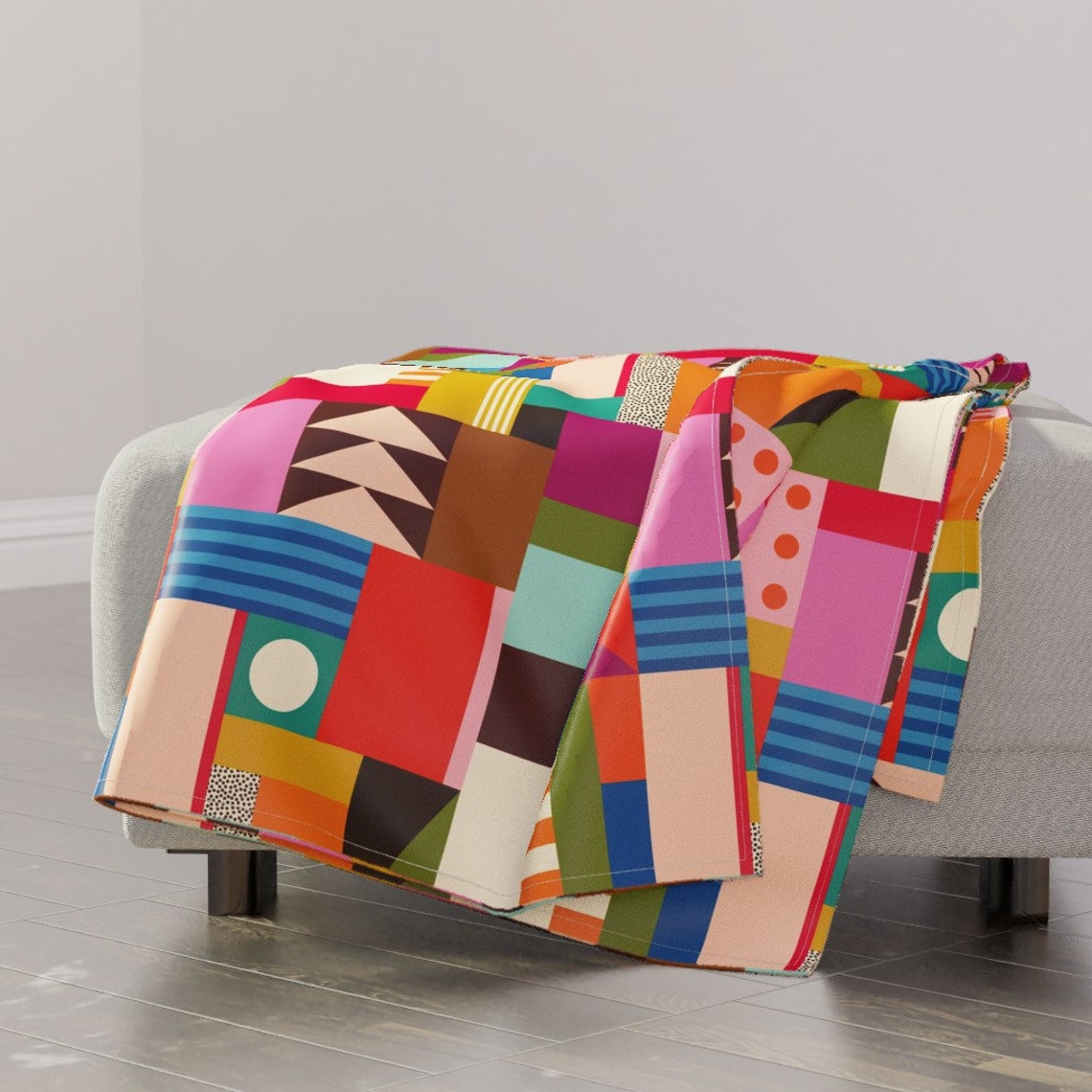 Abstract Color Block Throw Blanket Shapes by Katerhees Complementary