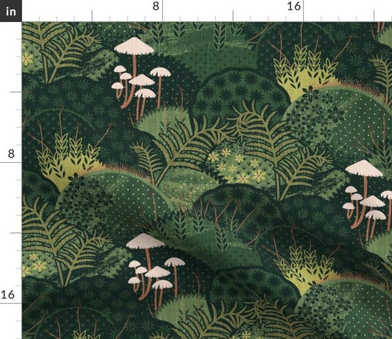 Woodland Ferns スローブランケット - フォレストグリーンのモスパッチ