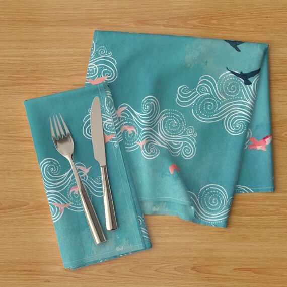 Watercolor Bird Nature Wildlife Crane Cotton Dinner Napkins by Roostery Set of 2 