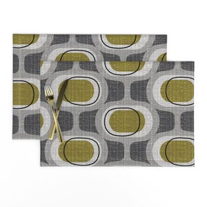 Mid Century Modern Placemats (Set of 2) - Tweedy Orbs by ottomanbrim - Retro Inspired Atomic Era Retro Cloth Placemats by Spoonflower