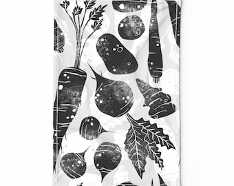 Tea Towel Tea Towel - Root Veg by pinky_wittingslow - Roosteryfqteatowel Farm To Tea Towel Linen Cotton Canvas Tea Towel by Spoonflower