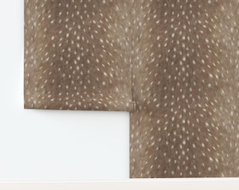 Deer Spots Non-Pasted Wallpaper Fawn Animal Print Woodland Earth Tone - Soft Deer Taupe by willowlanetextiles Wallpaper by Spoonflower