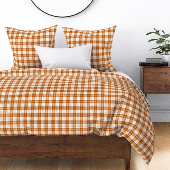 Rustic Duvet Cover Spiced Pumpkin And White By Etsy