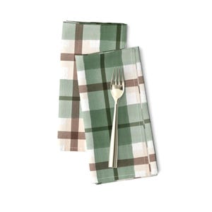 Guardanapos de jantar xadrez aquarela (conjunto de 2) - xadrez verde e marrom por dailymiracles - Guardanapos de pano de fazenda clássicos em tartan por Spoonflower
