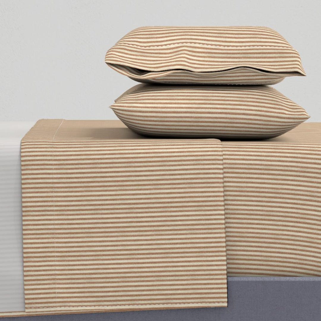 Stipped Sheets Stripe Sheets - Dark Terracotta Ticking by Danika_herrick - Traditional ...