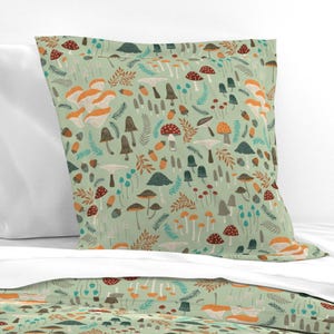 Whimsical Forest Bedding - Mushroom Foraging by yuanxu - Woodland Mushrooms Cotton Sateen Duvet Cover OR Pillow Shams by Spoonflower image 8