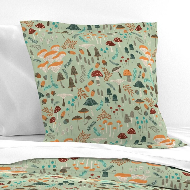 Whimsical Forest Bedding - Mushroom Foraging by yuanxu - Woodland Mushrooms Cotton Sateen Duvet Cover OR Pillow Shams by Spoonflower image 8