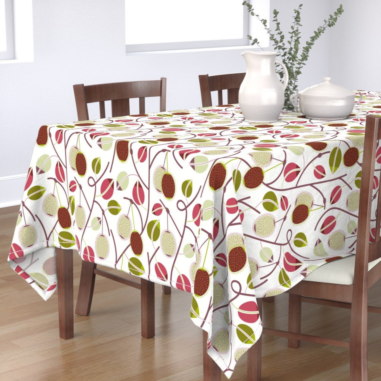Botanical Tablecloth Kiwi Vine by dalightdesign Pink Etsy