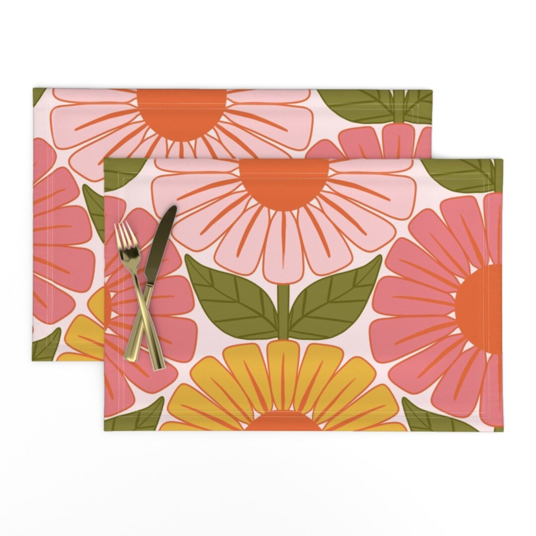 Floral Placemats set of 2 Have A Nice Daisy by Nanshizzle Etsy