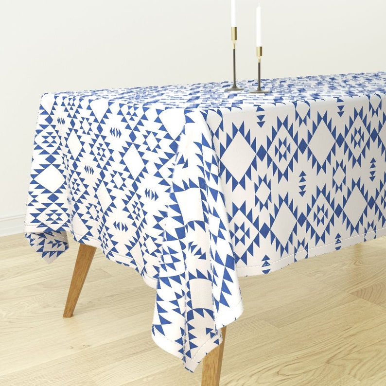 Rectangular Tablecloth Navajo Texture Navy Blue Large By Image 0