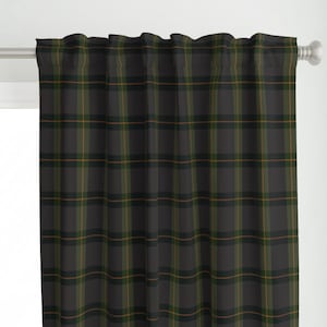 Dark Green Plaid Curtain Panel - Hunter Plaid by laura_nisbet_art - Victorian Navy Tartan Preppy Check Custom Curtain Panel by Spoonflower