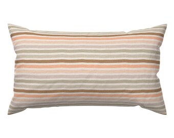 Boho Sunrise Stripe Accent Pillow - Earth Freehand Stripes by onesweetorange - Pastel Colors  Rectangle Lumbar Throw Pillow by Spoonflower