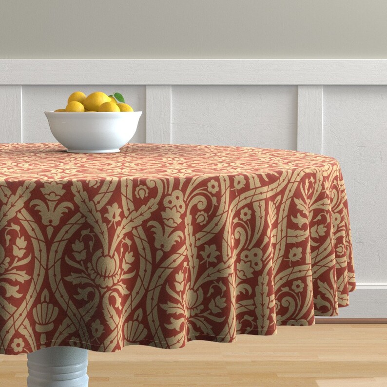 Arts and Crafts Round Tablecloth Serpentine by Muhlenkott Etsy