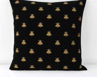 Napoleonic Bees Throw Pillow - French  Gold Black Antique Decorative Square Throw Pillow - Napoleonic Bees Gold Black by peacoquettedesigns