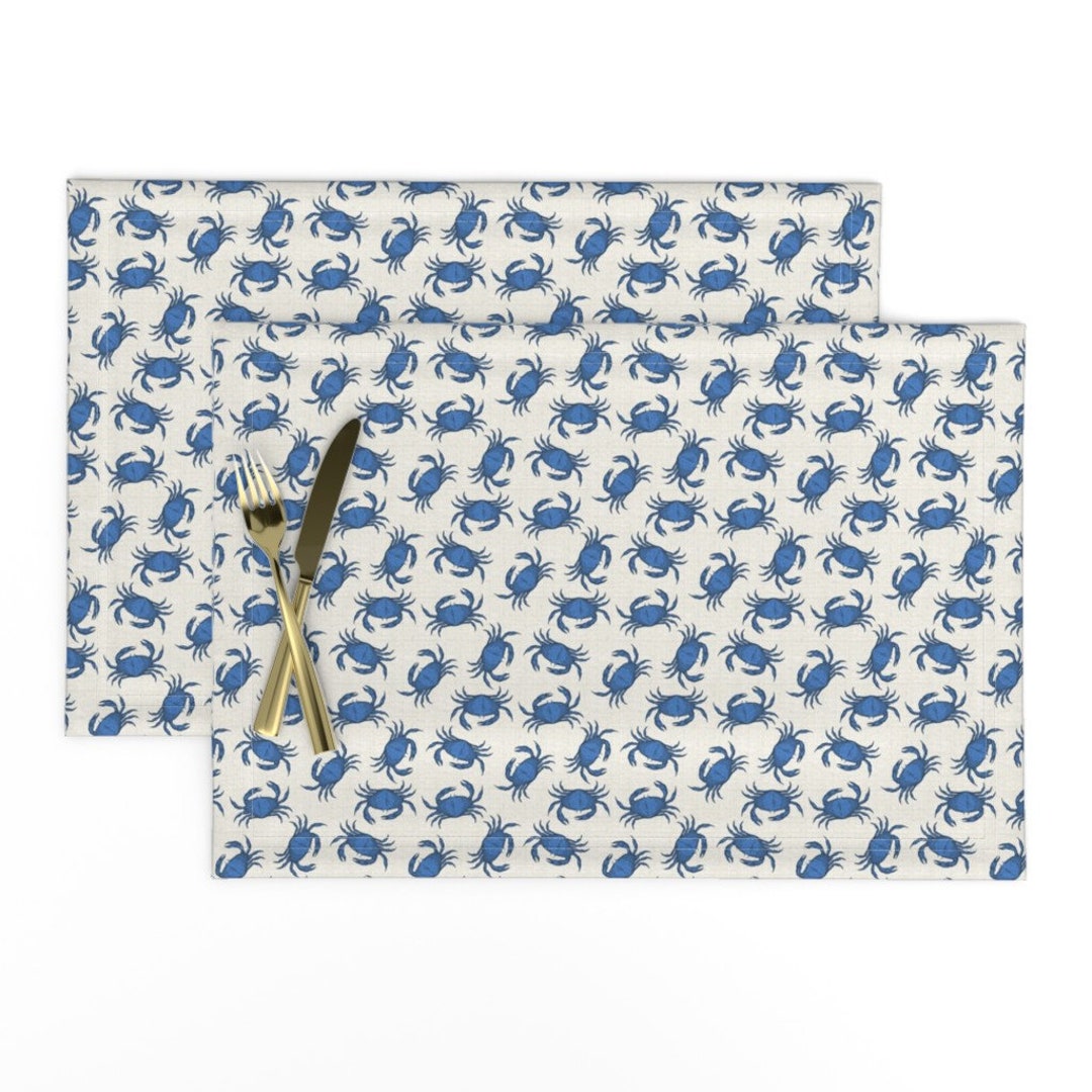 Coastal Crab Placemats set of 2 Blue Crab by Littlerhodydesign Nautical