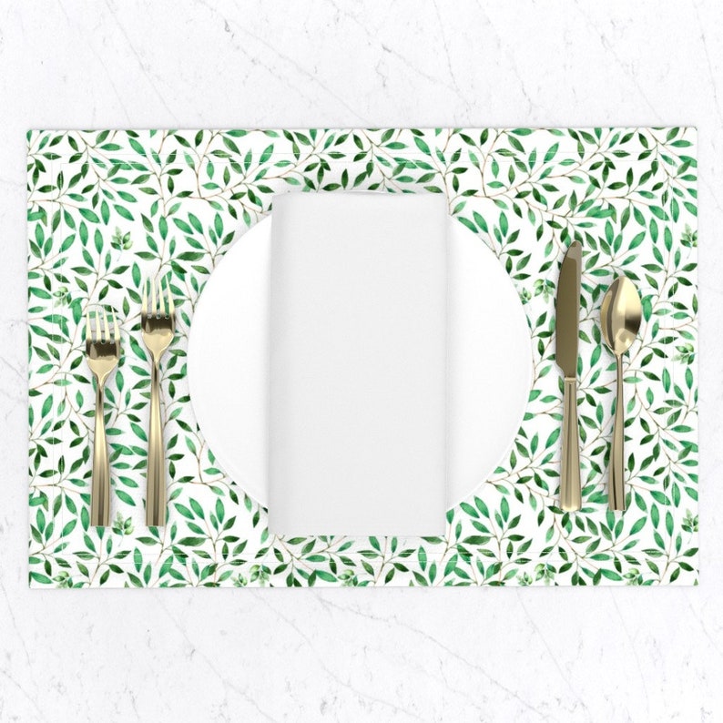 Green Leaves Placemats set of 2 8 Floral Elephant Etsy