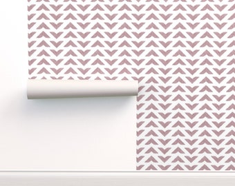 Ikat Chevron Commercial Grade Wallpaper - Mauve Ikat Arrows by littlearrowdecor - Mauve Arrows Wallpaper Double Roll by Spoonflower