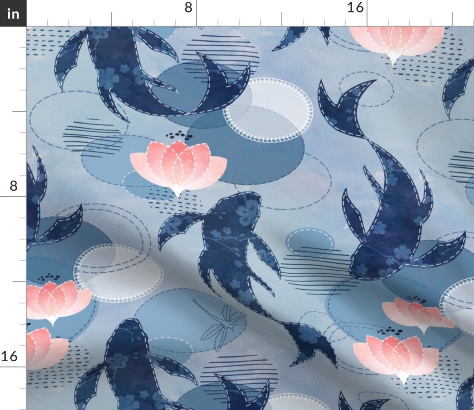 Koi Fish Throw Blanket Patchwork Koi Pond by adenaj Pink Etsy