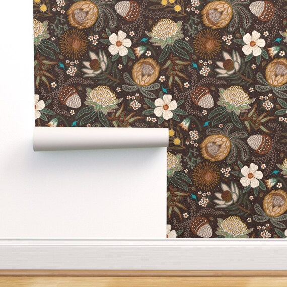 Australian Floral Wallpaper Australian Tribal Blooms by Etsy