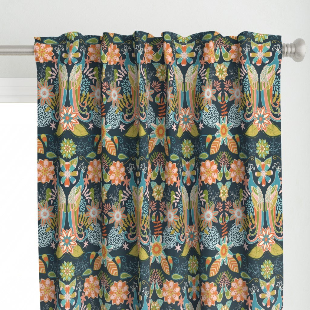 Bohemian Curtain Panel Peacock Paradise by Diseminger - Etsy