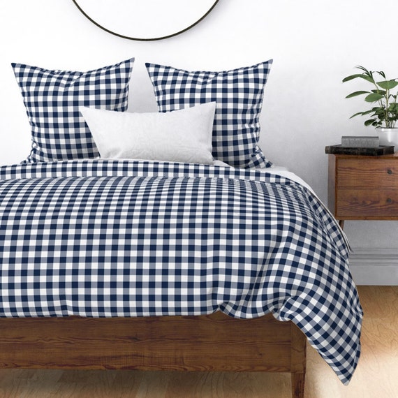 Navy Gingham Duvet Cover 1 Navy & White Gingham Check Etsy