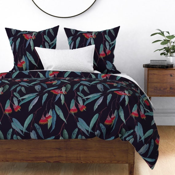 Eucalyptus Duvet Cover Eucalyptus Leaves and Flowers by Etsy