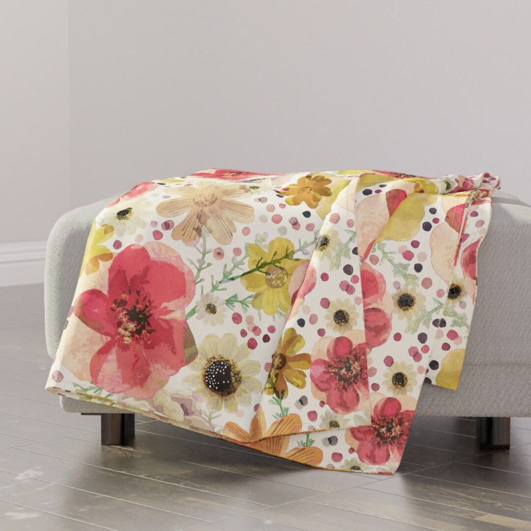 Watercolor Floral Throw Blanket Hand Painted Floral by Patricia_lima