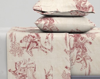 Jesienne prześcieradła – angielska rustykalna tkanina od inamotifs – rustykalny zestaw prześcieradeł z satyny bawełnianej w stylu wiejskiego domku jeździeckiego od Spoonflower