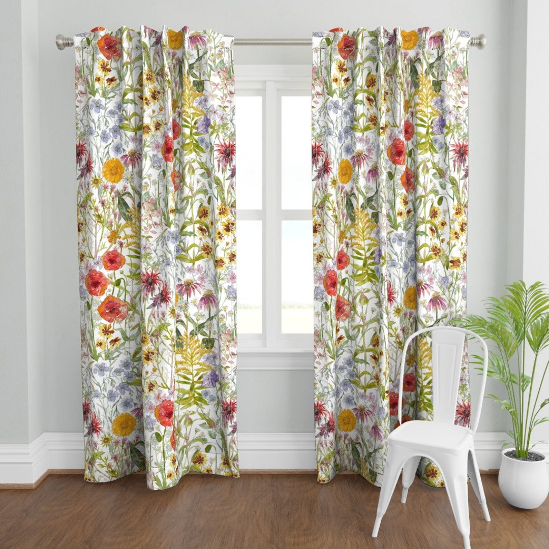 Wildflowers Curtain Panel the Flowers in My Garden by - Etsy
